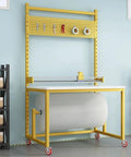 Heavy Duty Two In One Warehouse Bubble Wrap Dispenser For 51 Inch Packing Stations with cutting station and storage hooks.