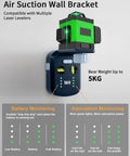 4 In 1 Laser Level Tool With Line Laser And Dust Collector, Wall Bracket, Electronic Vacuum Suction Cup, 1800 mAh Battery