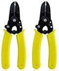 Two all purpose wire stripper and cutter multi function hand tool for 20 to 30 AWG solid and stranded wire, 6.5 inch, yellow handles.