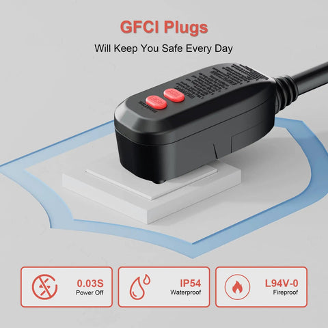 GFCI Plug Replacement Auto Reset 15 Amp 3 Prong 3 Wire Waterproof Ground Fault Circuit Interrupter Heavy Duty Safe Power Outlet