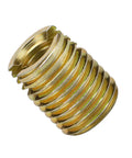 Self Tapping Carbon Steel Thread Repair Inserts Set M2 To M16 20 Pieces For Quick Furniture Repair Durable DIY Kit With Inner M6x1 And Outer M9x1 12mm Length Anti Strip Design For Strong Screws, brass insert close-up
