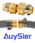 Brass Garden Hose Repair Kit With Clamps For Three Quarter Inch Hoses Barb To Garden Hose Thread Fittings Includes GHT Male And Female Adapters And Rubber Gasket Water Hose Repair Set Easy Fix