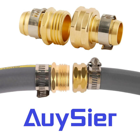 Brass Garden Hose Repair Kit With Clamps For Three Quarter Inch Hoses Barb To Garden Hose Thread Fittings Includes GHT Male And Female Adapters And Rubber Gasket Water Hose Repair Set Easy Fix