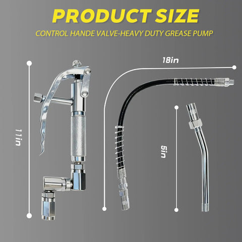 Heavy Duty Built Tough Grease Gun Control Valve For High Pressure Pumps 7500 PSI Pneumatic Grease Gun components shown