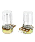 2 Piece 5K Ohm Linear Taper Rotary Potentiometer Kit With Knurled 6 mm Shaft For Top Adjustment 7 mm Mounting 16 By 7.3 mm Base