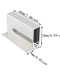 Polished chrome clip of 2 Pack 1.6 Inch Glass Finger Edge Pull Handle For Display Cabinets And Window Doors with dimensions shown.