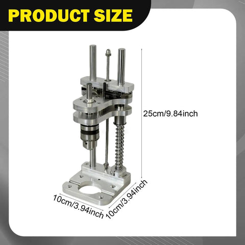 Vertical Drill Guide Attachment For Drill Press Stand, Heavy Duty Steel Construction With Precision Alignment, dimensions shown