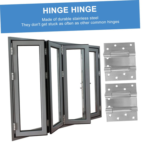 Residential door spring hinge set for double-opening doors; gray metal hinges with mounting plates for high-load use.