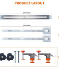 Drawer Slide Jig With Toggle Clamp And Magnetic Arm For Precise Cabinet Installations showing laser engraved dual scale parts and clamps.