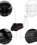 Close-up of No Sweat Automatic Reptile Water Dispenser featuring 13.5 Oz gravity top off, plastic bowl, and bottle interface.