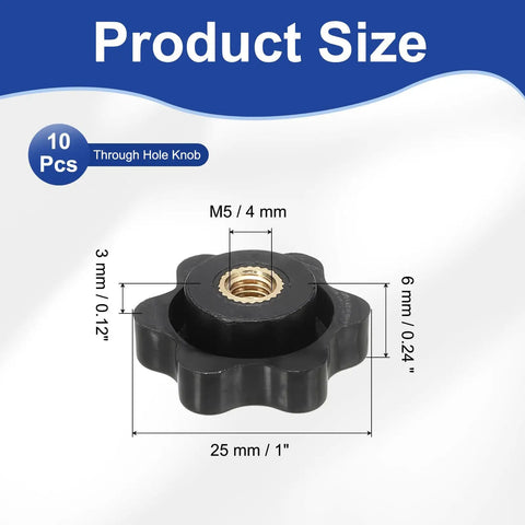 Grippy M5 X 25mm Star Knobs 10 Pack Knurled Through Hole Screw On Type For T Track Bolts And Mechanical Equipment Size Chart