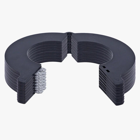 8 Piece 80mm Excavator Bucket Pin Shim Kit For Skid Steer Attachments, 5mm Thick Polymer Washers That Tighten Loose Dipper Arm And Bucket Joints, Built Tough For High Impact Digging, stacked black polymer washers