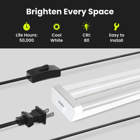 4 Foot LED Shop Light With Dual Lamps For Garages And Workshops Delivers 4500 Lumens Of Bright 4000K Cool White Bright As Day While Saving Energy At 45W And Long Lasting With Flush Mount Or Hanging Mount For Basements And Workspaces