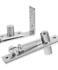 Built Tough Stainless Steel Rotating Shaft Torque Pivot Hinges For Concealed Doors And Secret Entrances, pair displayed.