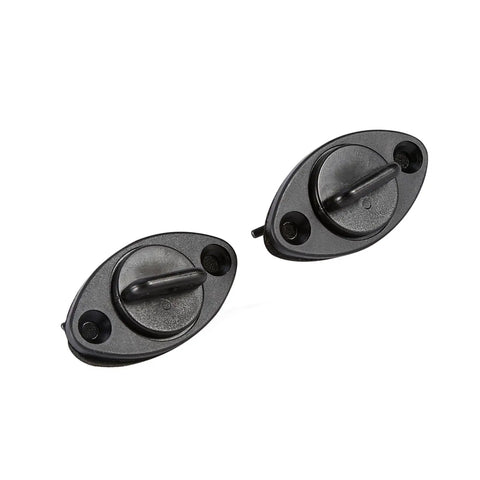 Drip Free Drain Plug Kit For Boats And Watercraft With Fine Threads And Retention System, black plugs on white background