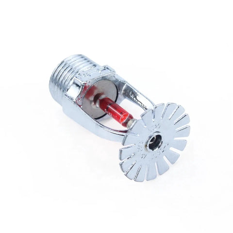 Six Piece Pendent Fire Sprinkler Head Set Loaded With A Solid Red 155 Degree Bulb And Straight One Half Inch Npt Thread, chrome plated.