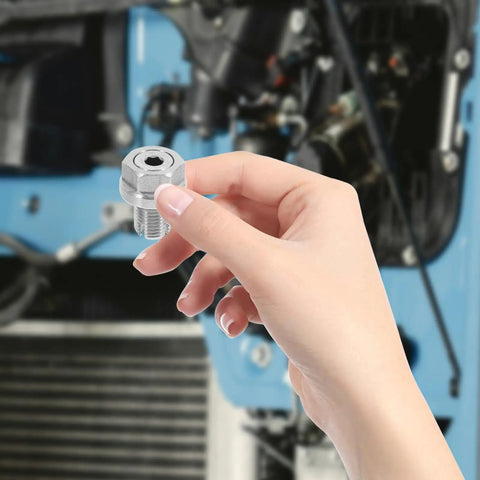 Sturdy Stainless Steel Self Tapping Oil Drain Plug With Rubber Washer For Auto Engines And Cars hand-held close-up