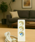No Nonsense Three Outlet Power Strip With Generous 16 Foot Extension Cord White Heavy Duty Surge Block, three outlets and 16 foot cord.