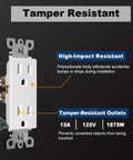 20 Pack Tamper Resistant Receptacle Outlet With Screwless Wall Plate 15A 125V UL Listed, polycarbonate housing shown.