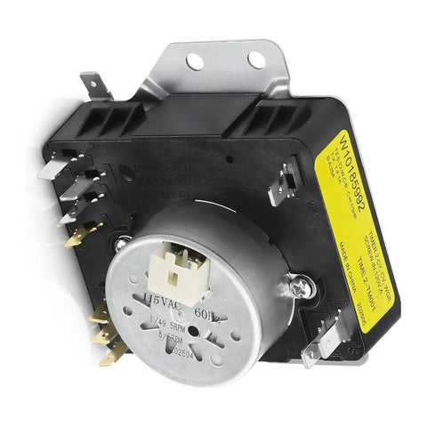 Dryer Programmer Switch W10185992 Element for Kenmore Dryers, Direct Fit Replacement Part, 115V 60Hz Compatible, Easy Install, Durable Electronic Control Switch and Heating Element for Reliable, Efficient Drying. black dryer timer switch with metal bracket and 115V 60Hz motor