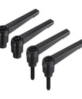 4 Piece Clamping Lever Adjustable Handles Set With Metric M5 Threads Including 20mm Male And M5 Female, black hand stud knobs