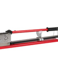 Effortless 35mm DIN rail cutter with built-in guide and measuring ruler for clean, precise cuts every time, side view