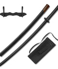 41 Inch Polypropylene Katana Sword For Training With Black Scabbard High Toughness Practice Blade displayed with accessories