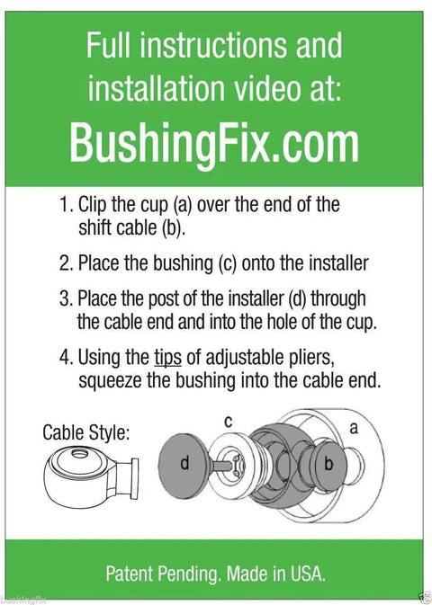 Automatic Transmission Shift Cable Bushing Repair Kit For GM Vehicles Including Buick Rendezvous Terraza Cavalier And Corvette Models Install Instructions