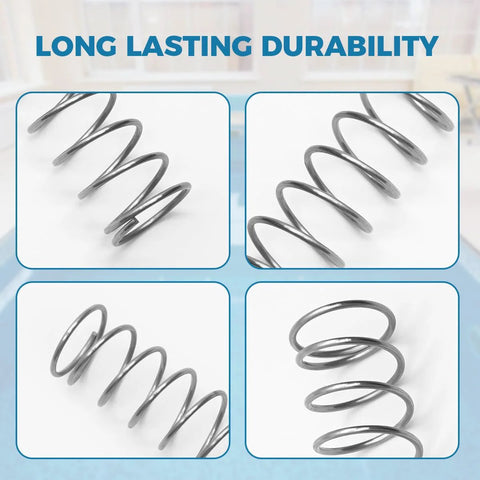 Front view: Check valve spring, stainless steel, for Pentair Ortega; set of four
Side view: Check valve spring, stainless steel; for Pentair Ortega, four pieces
Close-up: Stainless steel tension spring for check valve parts
Angled view: Stainless steel check valve spring, four-pack