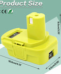 Product size diagram of Universal Battery Adapter That Converts Dewalt 20V Max Lithium To Ryobi 18V P107 P108 Tools With Built In USB Charger 5V 2.1A Max