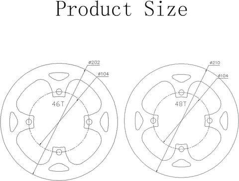 Diagram of Beefy Aluminum 104 BCD Chainring Guard Fits 46T and 48T Sprockets For MTB Ebike Road City Folding Bikes