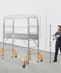 Heavy Duty Scaffold Outriggers Four Pack With Five Inch Lock Casters Built For Baker Style Frames showing dimensions and stability features.