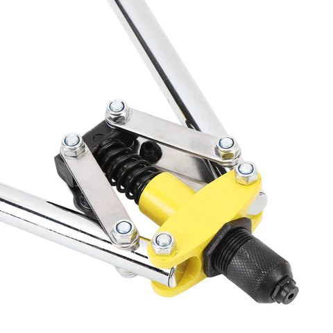 Close-up of Heavy Duty Double Handle Rivet Nut Tool Kit Pro Grade Build For Aluminum Rivets, showing ergonomic grip details.