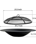 Dimensions of 35 Inch Steel Fire Pit Bowl Built To Last For DIY Or Replacement, Includes Spark Screen And Fire Poker