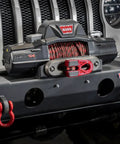 Jeep with Flatlink E Expert Winch Hook Alternative With Folding Shackle And D-Ring Mount on front bumper
