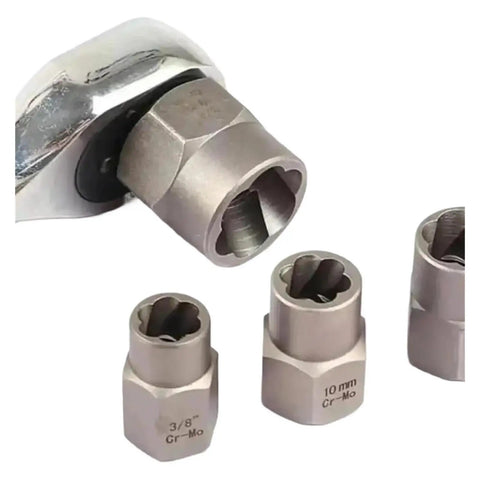 Heavy Duty 3/8 Inch Drive Impact Bolt Nut Extractor Kit With 13 Pcs Lug Remover Twist Socket Tool For Rusted Stuck Fasteners And Anti Rust Coating That Works Like Magic, 3/8 in Cr-Mo sockets