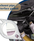 Exhaust flange gasket, 3-inch, perforated metal, reinforced high-temperature, 2-pack, shown installed under vehicle