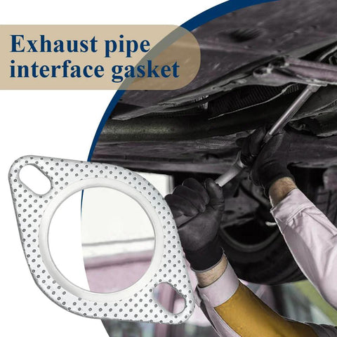 Exhaust flange gasket, 3-inch, perforated metal, reinforced high-temperature, 2-pack, shown installed under vehicle