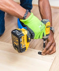 Working with Top Shelf Black Straight Corner Braces Heavy Duty Flat Steel Angle Mounts paired with screws for furniture reinforcement.
