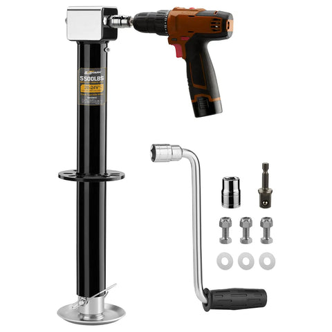 Heavy Duty A Frame Trailer Jack 5500 Lbs Load Capacity For RV And Utility Trailers Cordless Drill Compatible Black