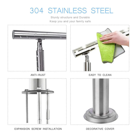 Image showcasing components of Real Deal Stainless Steel Outdoor Railing With Complete Install Kit For Deck And Porch.