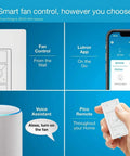 Smart Fan Speed Control Wall Switch For Ceiling Fans Four Speeds Plus Off No Pull Chain Single Pole White Finish Easy Install