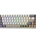 Pro Level Compact 65 Wireless Mechanical Keyboard Featuring Sick RGB Backlighting And Ultra Slim Build top view with rainbow lighting effect.