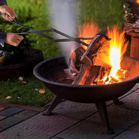 Two Piece Fire Poker And Tongs Set For Fireplace And Campfire, 32 Inch Poker Stick And 25 Inch Tongs, Log Grabber Fire Pit Tools For Indoor Outdoor Use, Durable, Safe And Easy To Maneuver