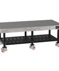 Heavy Duty Welding Fixture Table 96X48X36 Steel Workhorse With Built In Shelf Precision Laser Grid Rock Solid Leveled Surface profile view