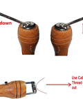 Using a screwdriver to open the wooden handle of Hand Sewing Awl Kit For Leather And Canvas Repair With Four Straight Needles And 180 Yards Thread
