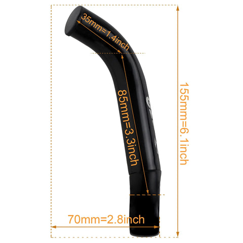 Lightweight Bicycle Handlebar Extender For Mountain And Hybrid Bikes Fits Seven Eighths Inch 22.2mm Gloss Black Finish with measurements