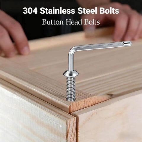 Stainless Steel 304 Button Head Hex Socket Bolts Fully Threaded Screws Quarter Inch Diameter Twenty Threads Per Inch By Five Eighth Inch Length Bright Silver Pack Of Twenty Rust Proof For Furniture Assembly DIY Projects And Machinery Repair being used in wood assembly