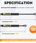 Front Hood Lift Supports For 1982 1992 Camaro And 1982 1992 Firebird With Steel Hood Beefed Up Heavy Duty Hood Struts Illustration