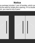 Diagram showing solid wood front door pull handle with customizable sliding hardware and fittings for single or double door setup.